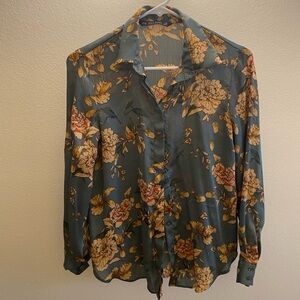 Zara satin button up blouse